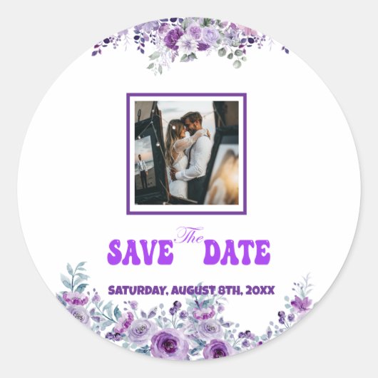 Elegant Wedding 007 von Nasrin Save the Date Runder Aufkleber (Vorderseite)