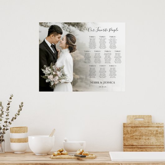 Elegant Wedding 10 table Seating Chart with Photo Poster (Küche)