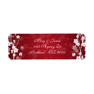Elegant Wedding Address Cherry Blossom Red