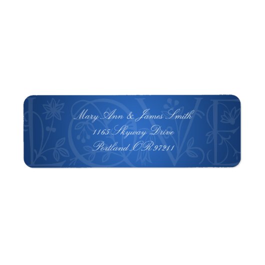 Elegant Wedding Address Liebe Blühe Blue (Vorne)