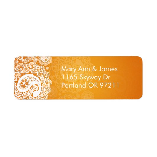 Elegant Wedding Address Paisley Lace Orange (Vorne)