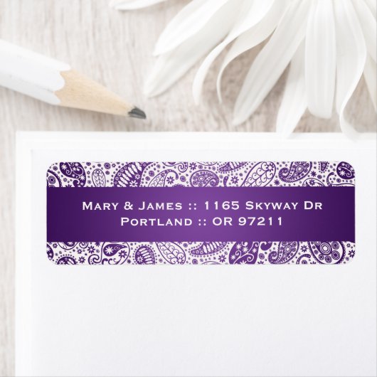 Elegant Wedding Address Paisley Pattern Lila (Insitu)