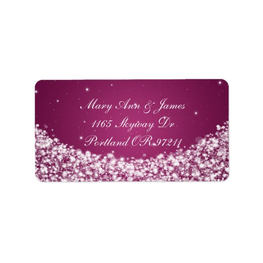 Elegant Wedding Address Star Sparkle Berry Pink Adressaufkleber (Vorne)