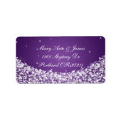 Elegant Wedding Address Star Sparkle Lila Adressaufkleber (Vorne)