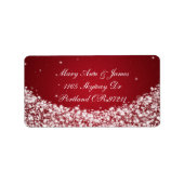 Elegant Wedding Address Star Sparkle Red Adressaufkleber (Vorne)
