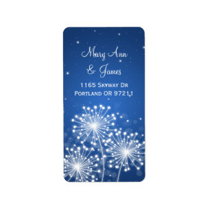 Elegant Wedding Address Summer Sparkle Sapphire Adressaufkleber