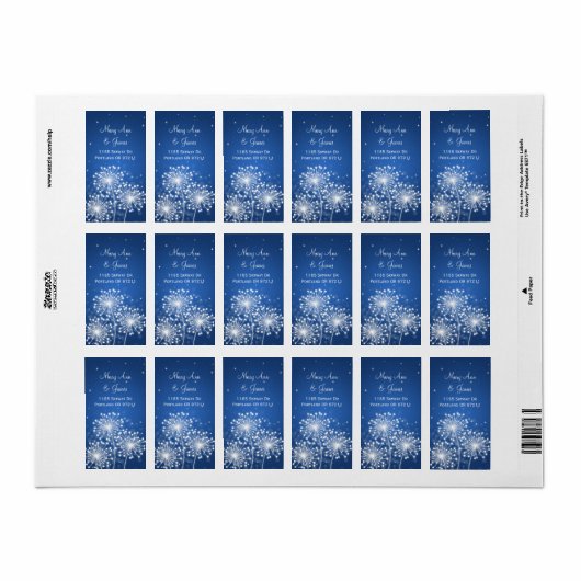 Elegant Wedding Address Summer Sparkle Sapphire Adressaufkleber (Vorne)