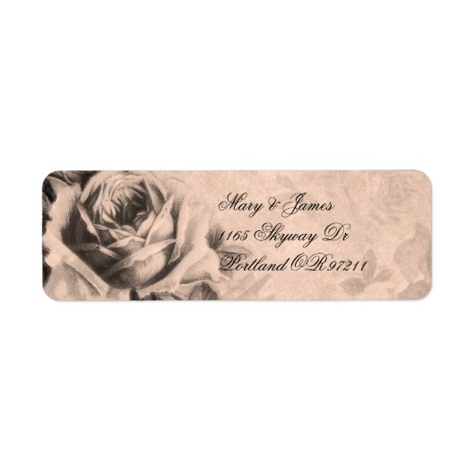 Elegant Wedding Address Vintage Rose Sepia (Vorne)
