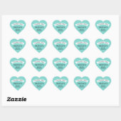 Elegant Wedding Aqua Blue Brautparty Vielen Dank Herz-Aufkleber (Blatt)