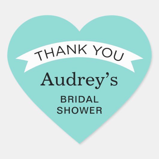 Elegant Wedding Aqua Blue Brautparty Vielen Dank Herz-Aufkleber (Vorderseite)