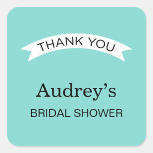 Elegant Wedding Aqua Blue Brautparty Vielen Dank Quadratischer Aufkleber