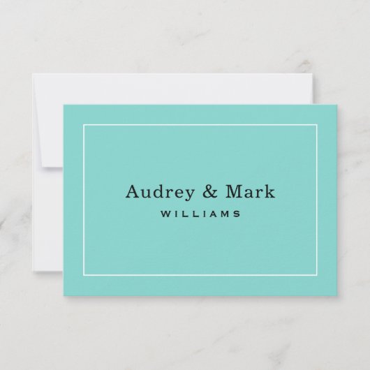 Elegant Wedding Aqua Blue und Black Monogram Dankeskarte (Vorderseite)