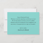 Elegant Wedding Aqua Blue und Black Monogram Dankeskarte (Rückseite)