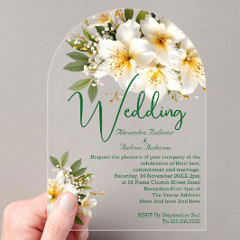 Elegant Wedding Azaleas Weiße Gelbe Blumen Acryleinladungen