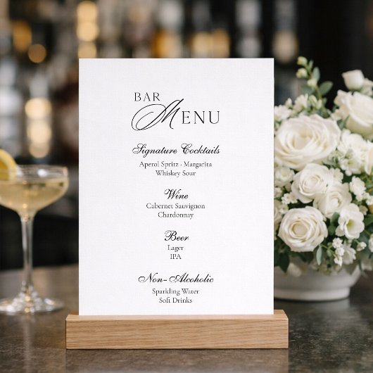 Elegant Wedding Bar Menu Sign Einladung
