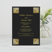 Elegant Wedding Black Gold Einladung (Stehend Vorderseite)