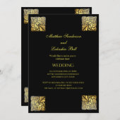 Elegant Wedding Black Gold Einladung (Vorne/Hinten)