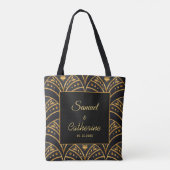 Elegant Wedding Black Gold Stilvoll personalisiere Tasche (Rückseite)