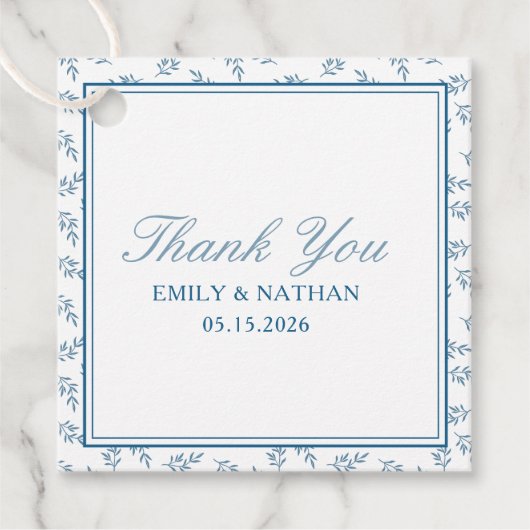 Elegant Wedding Blue Garden Personalisiert Danke Geschenkanhänger (Vorderseite)