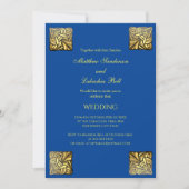 Elegant Wedding Blue Gold Einladung (Vorderseite)