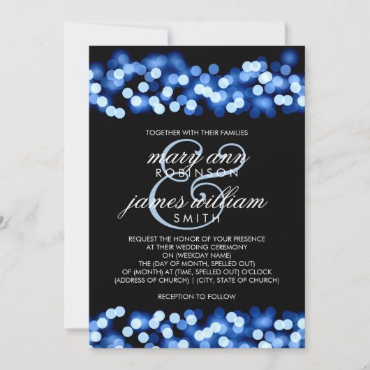 Elegant Wedding Blue Hollywood Glam Einladung (Vorderseite)