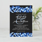 Elegant Wedding Blue Hollywood Glam Einladung (Stehend Vorderseite)