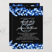 Elegant Wedding Blue Hollywood Glam Einladung (Vorne/Hinten)