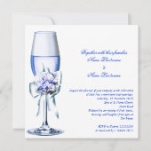 Elegant Wedding Blue Navy Rose Einladung (Rückseite)