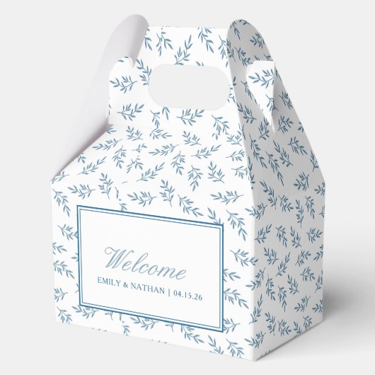 Elegant Wedding Blue Personalisiert Welcome Guest Geschenkschachtel (Vorderseite)