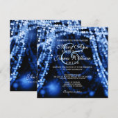Elegant Wedding Blue String Lights Einladung (Vorne/Hinten)