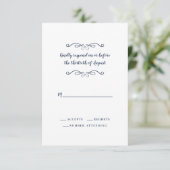 Elegant Wedding Blue White Classic Minimalistisch RSVP Karte (Stehend Vorderseite)