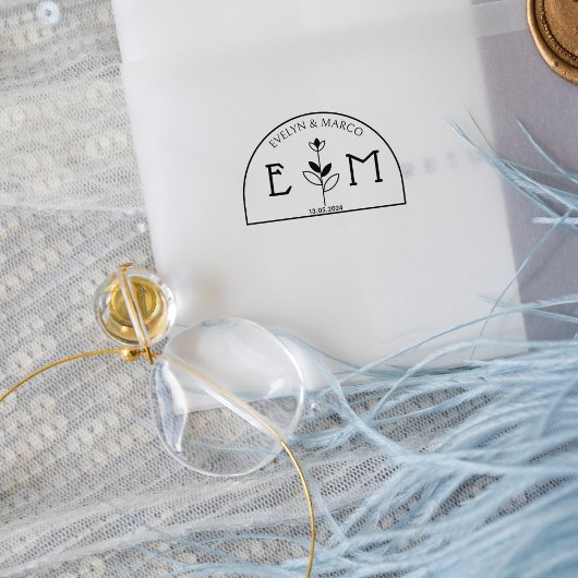 Elegant Wedding Blume Monogram Gummistempel