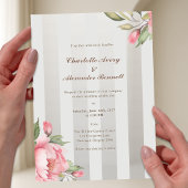 Elegant Wedding – Blush Peony & Soft Grey Striped Acryleinladungen