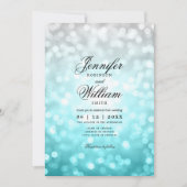 Elegant Wedding Bokeh Lights Romantic Beach Ombre Einladung (Vorderseite)