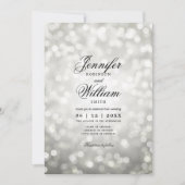 Elegant Wedding Bokeh Lights Romantisches Silber Einladung (Vorderseite)
