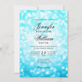Elegant Wedding Bokeh Lights Romantisches Türkis Einladung (Vorderseite)