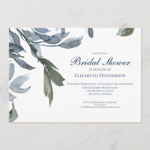 Elegant Wedding Brautparty Blue Floral Einladung