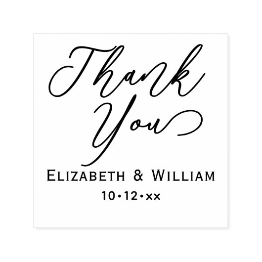 Elegant Wedding Bride Groom Date Danke, #1 Permastempel (Design)