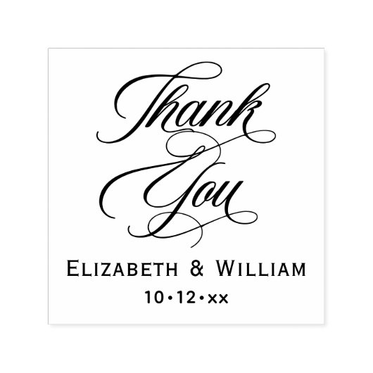 Elegant Wedding Bride Groom Date Danke, #2 Permastempel (Design)