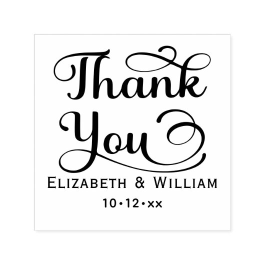 Elegant Wedding Bride Groom Date Danke, #3 Permastempel (Design)