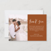 Elegant Wedding Burnt Orange Danke Foto (Vorderseite)