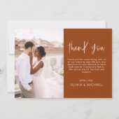 Elegant Wedding Burnt Orange Danke Foto Einladung (Vorderseite)