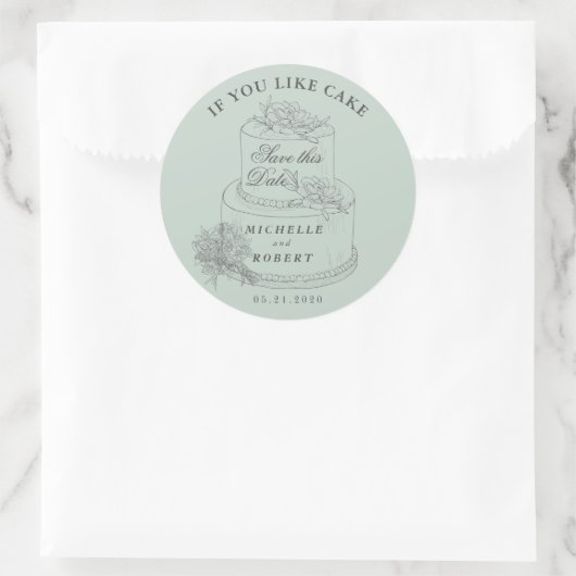 Elegant Wedding Cake Pastel Save the Date Runder Aufkleber (Tasche)