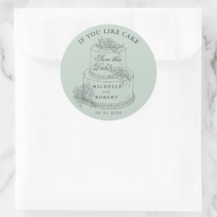 Elegant Wedding Cake Pastel Save the Date Runder Aufkleber