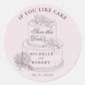 Elegant Wedding Cake Pastel Save the Date Runder Aufkleber (Vorderseite)