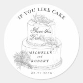 Elegant Wedding Cake Pastel Save the Date Runder Aufkleber (Vorderseite)
