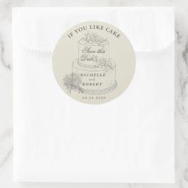 Elegant Wedding Cake Pastel Save the Date Runder Aufkleber