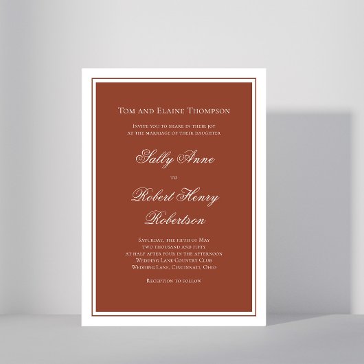 Elegant Wedding Calligraphy Burgundy Script  Einladung