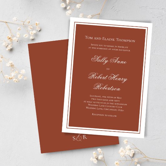 Elegant Wedding Calligraphy Burgundy Script Einladung