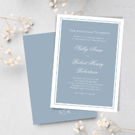 Elegant Wedding Calligraphy Dusty Blue Script  Einladung